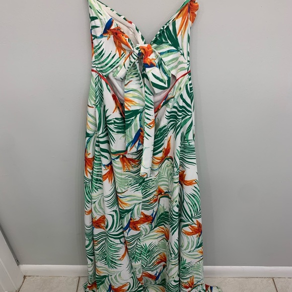 Tropical Maxi Dress with Slit & built in padding - Picture 2 of 4